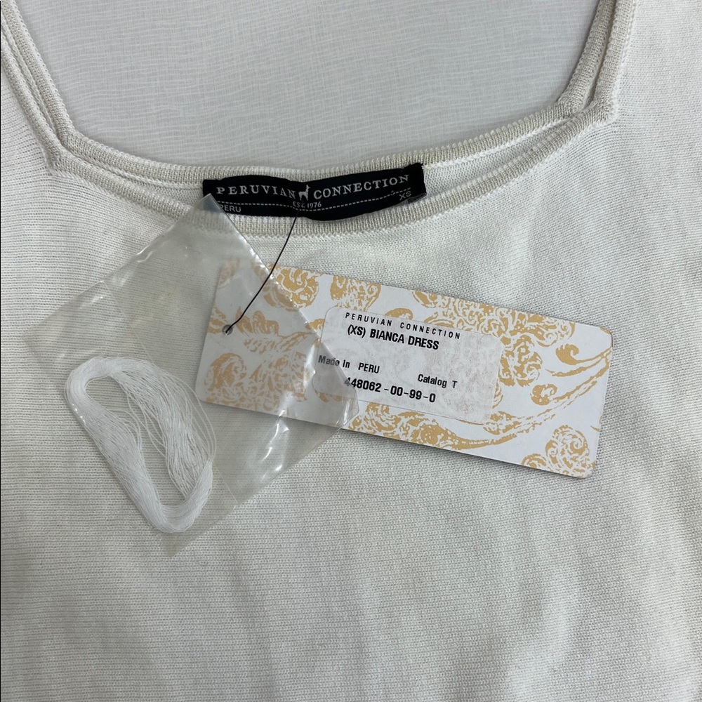 NEW with tag Peruvian Connection bianca midi pima cotton tank dress cream tan XS - Picture 4 of 9